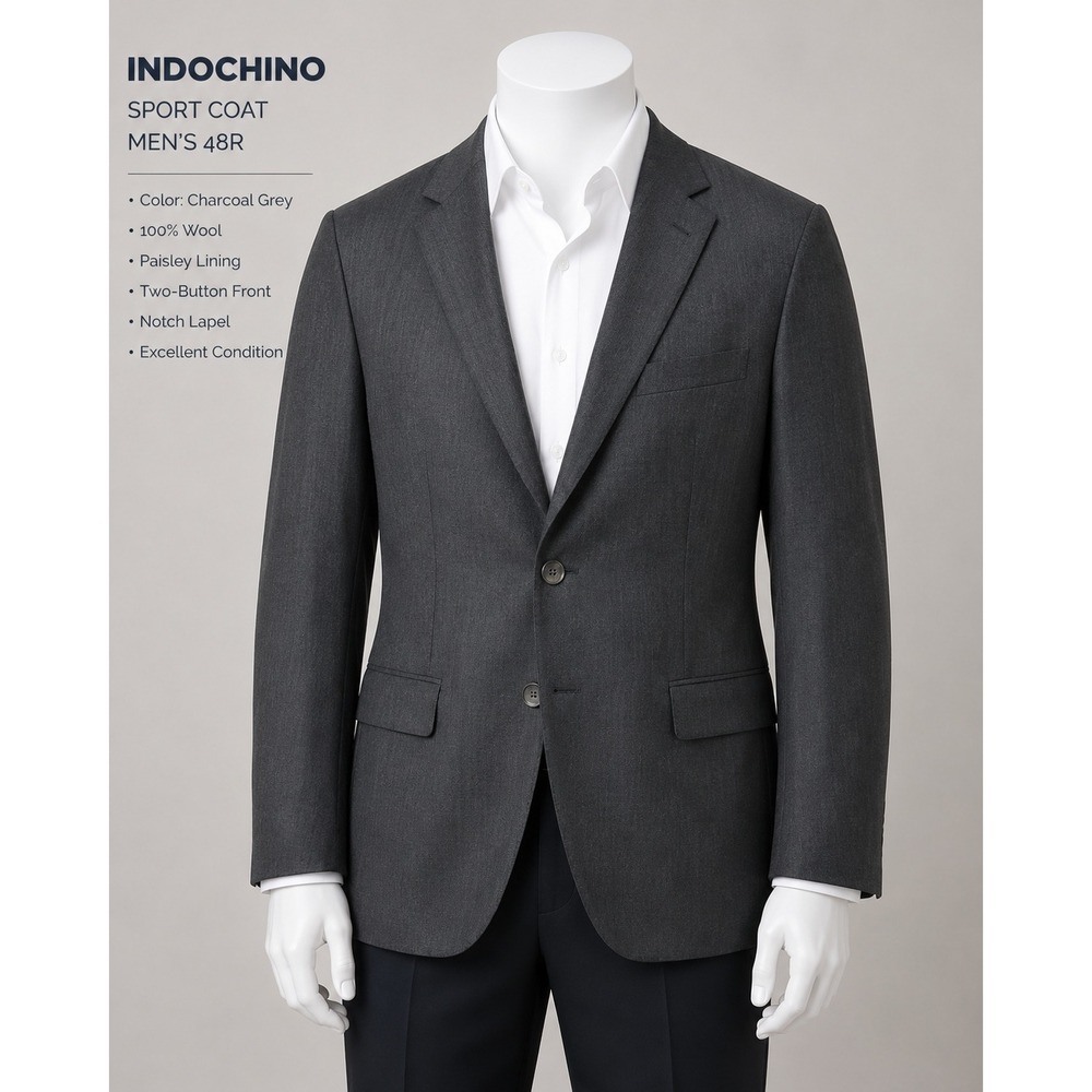 Indochino Blazer Mens 48 Gray Professional Wool Paisley Lining Sports Coat